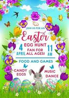 Easter holiday vector flyer with cartoon rabbits