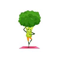 Green broccoli cartoon character do fitness sport vector