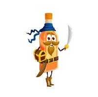 Cartoon mezcal pirate personage vector bottle