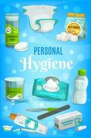 Hygiene, personal care and bathing toiletries vector