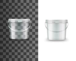 Bucket of plastic, food package container mockup vector