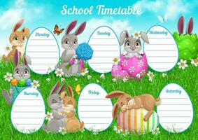 School timetable or student schedule template vector