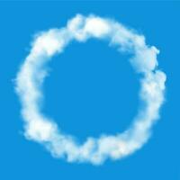Cloud in sky, round circle fluffy cloudy air frame vector