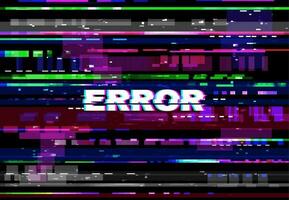 Glitch error screen, VHS video problem background vector