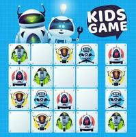 niños sudoku juego y robots laberinto, educación rompecabezas vector