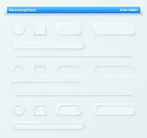 Neomorphic app buttons, navigation web interface vector