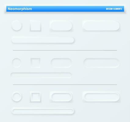 Neomorphic app buttons, navigation web interface