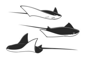 Manta ray, stingray, cramp fish, underwater animal vector