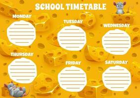 Education timetable schedule with mice and cheese vector