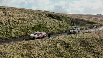 Mountain Rescue 4x4 Vehicles on Call Out to an Emergency video