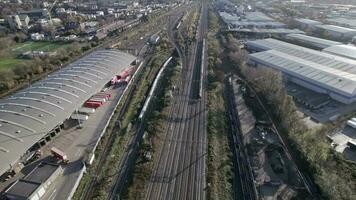 Commuter Trains and a Depot in London Aerial View video