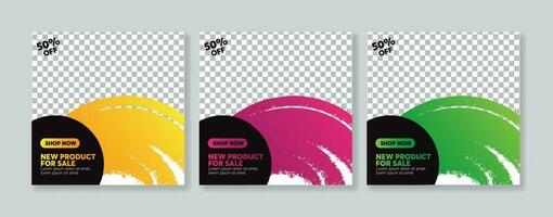 Set of Editable minimal square banner template. Suitable for social media post and web internet ads. Vector illustration