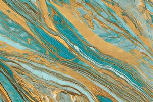 green turquoise and gold marble texture. Luxury abstract fluid art paint background. photo
