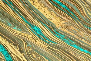 green turquoise and gold marble texture. Luxury abstract fluid art paint background. photo