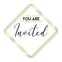 You are invited. Elegant design for cards and invitations. Handwriting style text with linear golden frames. vector