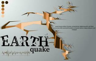 Earthquake vector illustration ground cracks and seismic waves