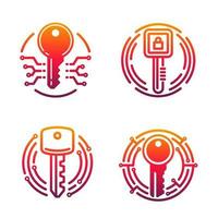 Cybersecurity icons with isolated locks and keys vector