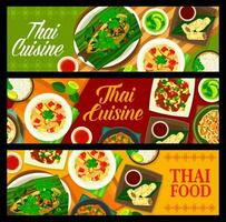 Thai cuisine food banners menu, Thailand dishes vector