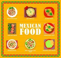 Mexican food restaurant dishes menu vector page