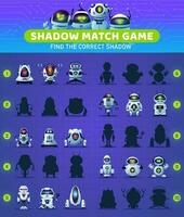 Shadow match kids game with cartoon robots vector