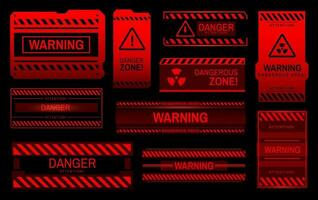 Warning, attention, alert and caution red signs vector