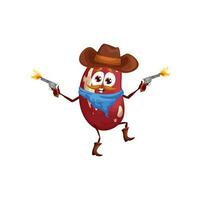 Cartoon bean robber or bandit personage, kidney vector