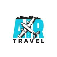 Air travel icon with plane on airport runway vector