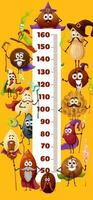 Cartoon nuts and beans wizards kids height chart vector