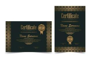 Luxury black and gold certificate with gold frame color vector