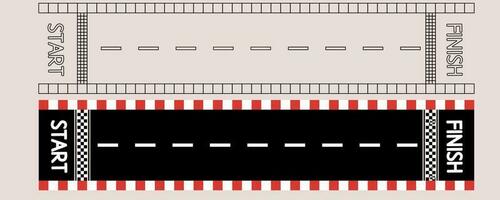 outline silhouette racing track with start and finish icon set isolated on white background vector