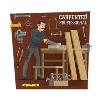 Professional carpentry worker character, vector