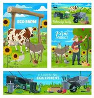 Farm and gardening, agriculture farming equipment vector