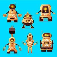 Robot road worker cartoon characters vector