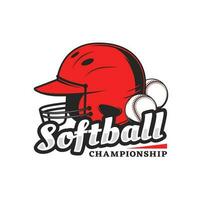 Softball championship icon with red player helmet vector