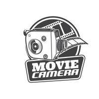 Movie camera, retro cinema theater video film icon vector