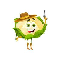 Cartoon cauliflower cowboy or ranger character vector