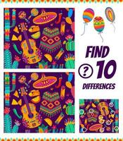 Find ten differences in mexican national objects vector