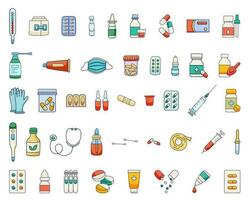 Vector set of various medical and health product items