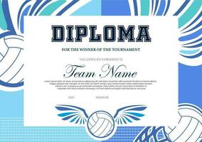 Certificate for volleyball tournament winner vector