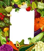 Vegetables salad recipe, vegetarian diet frame vector