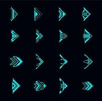 Hud arrows, futuristic navigation pointers set vector