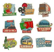 Portugal landmarks and travel icons vector