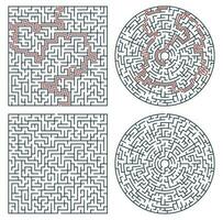 Labyrinth maze, find path and exit search riddle vector