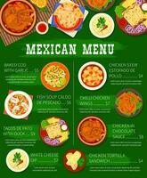 Mexican food restaurant menu page vector template