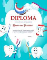 Cartoon funny clean teeth characters, tooth paste vector