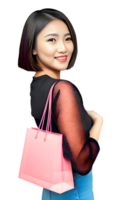 Beautiful young woman with shopping bags. . png