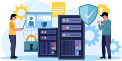 digitale dati protezione design illustrazione. informatica sicurezza illustrazione sfondo. nube calcolo Rete sicurezza concetto png