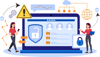 Digital data protection design illustration. Cyber security illustration background. Cloud computing network safety concept png