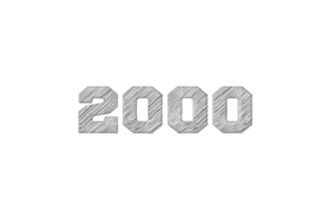 2000 subscribers celebration greeting Number with pencil sketch design png