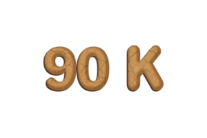 90 k subscribers celebration greeting Number with mud design png
